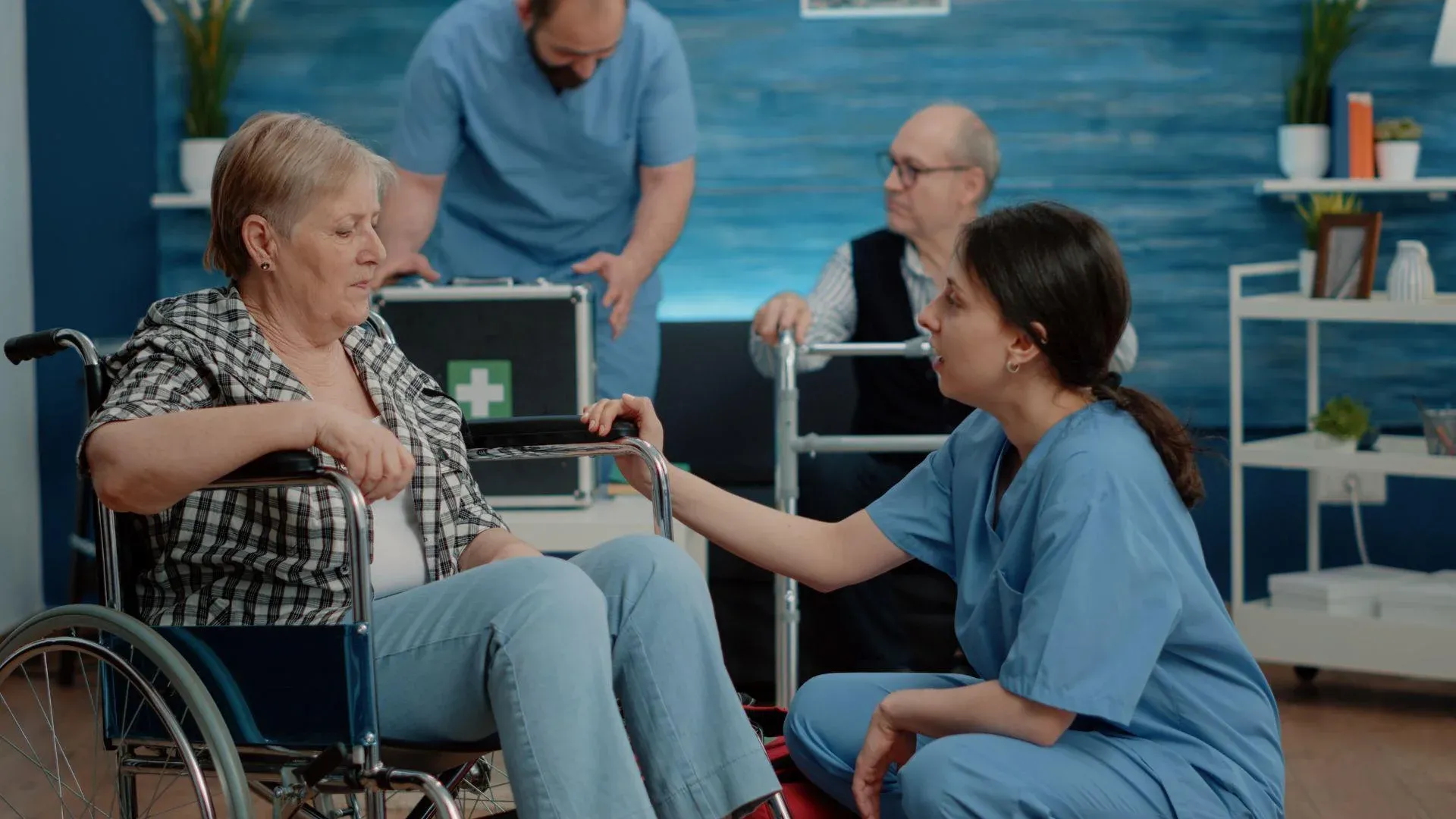 Nurse Assisting A Patient