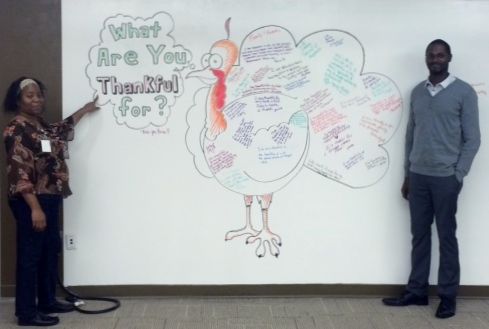 Guideway Care - Sequence of Activation LaTonya Reid, left, and Brice Kennedy helped create and design "Tom the Thankful Turkey."